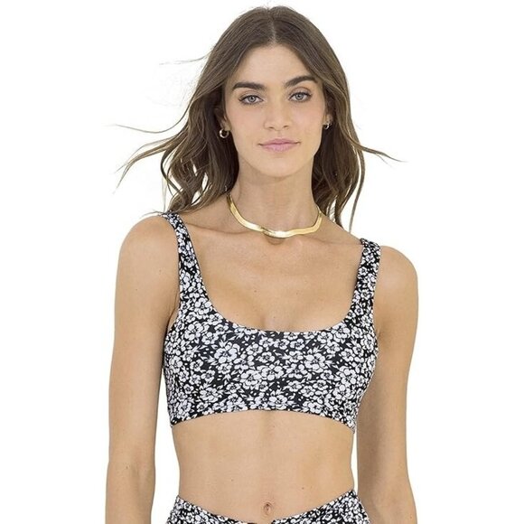 MAAJI Reversible Floral Black Pansy Briget Swim Top ( S ) - Picture 2 of 5